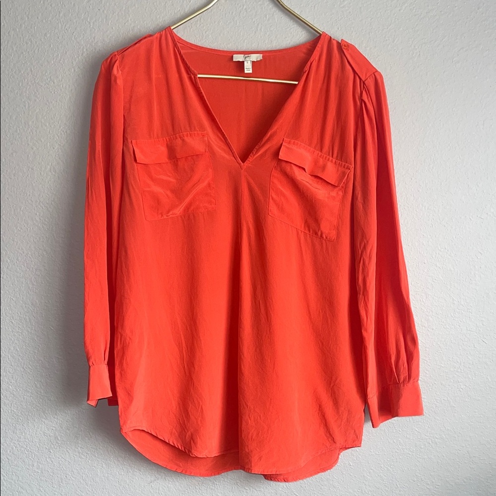 Joie Vibrant Coral V-Neck Blouse